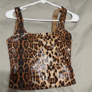 Leopard Sequins Tank Top